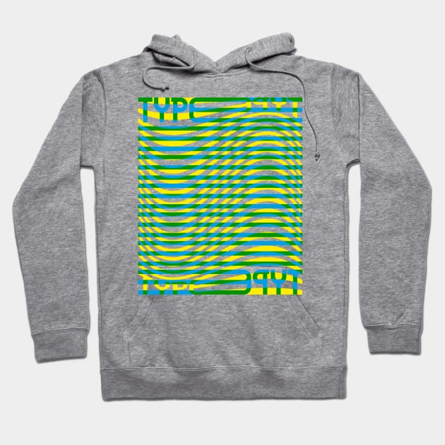 Type Wave (Blue Yellow Green) Hoodie by John Uttley